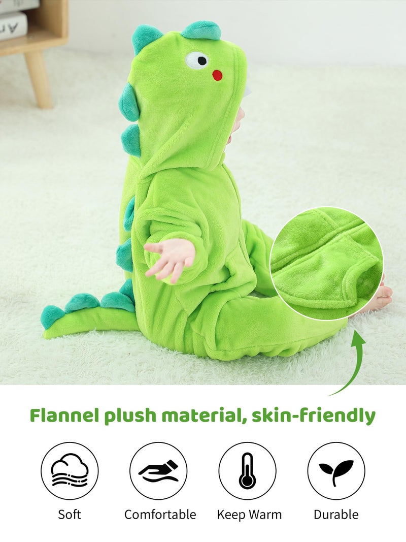 LOLANTA Boys Girls Dinosaur Costume Toddler's Dino Bodysuit Flannel Toddler One Piece Jumpsuit Kids Gifts (Green, 2-3T) - Image 4